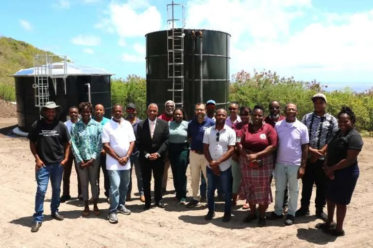 Nevis Farmers Receive Major Boost to Food Security Through New Water Tank, Shade House, and Storage Facility